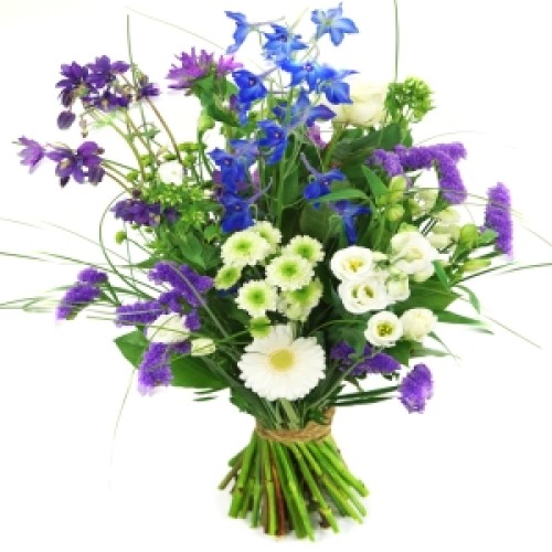 Pick bouquet blue purple white